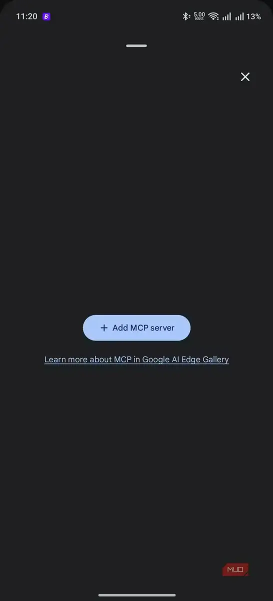 برگه خالی MCP با دکمه «افزودن کارساز MCP» و پیوندی برای آگاهی بیشتر