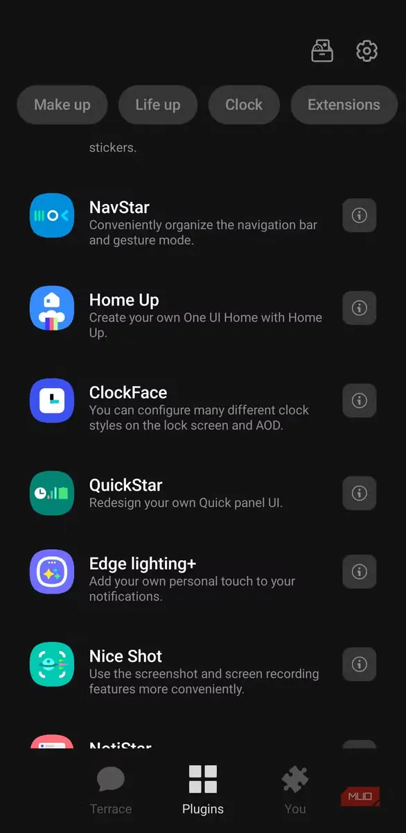 ماژول NavStar در فهرست افزونههای Good Lock