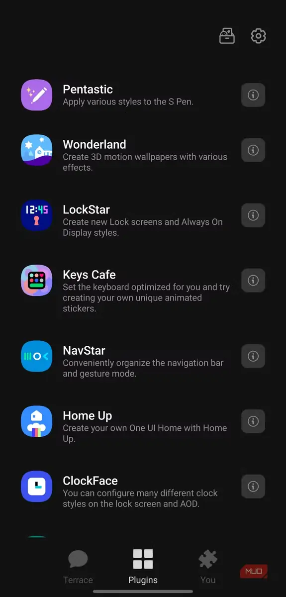 افزونهٔ Wonderland در منوی Good Lock