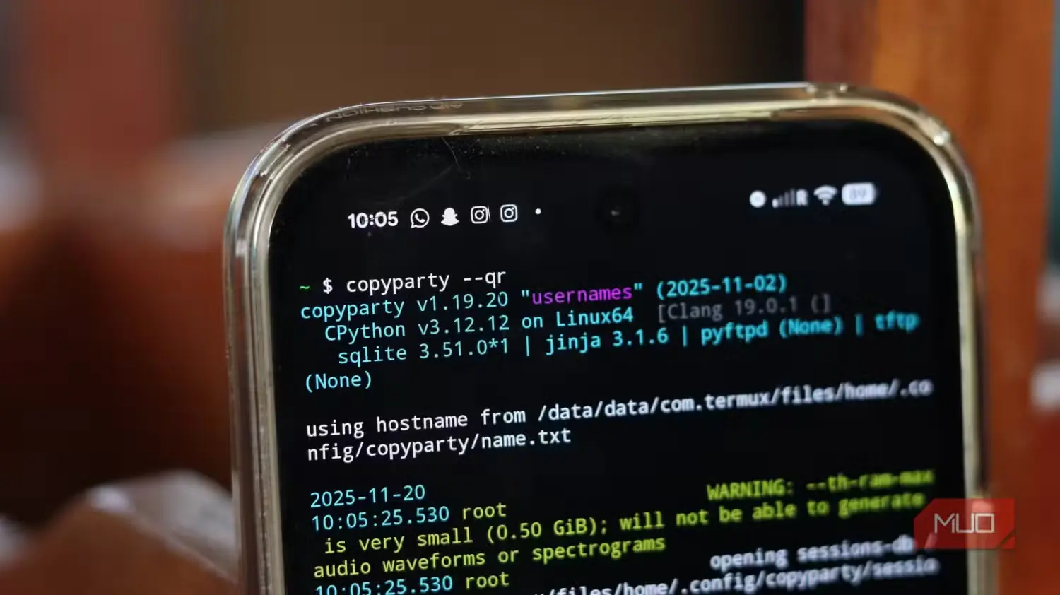 فرمان ساخت کد QR در Copyparty روی Termux