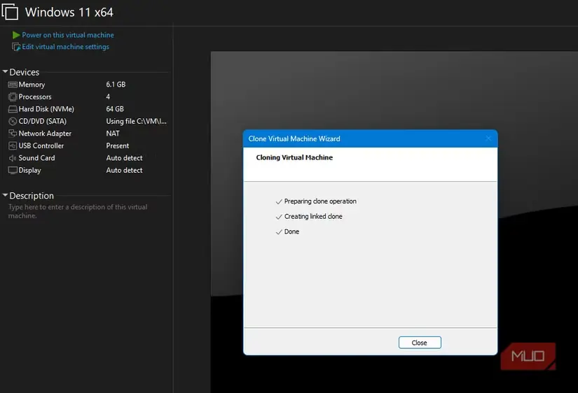 جادوگر کلون VMware در حال تأیید ساخت نخستین کلون پیوندی Windows 11