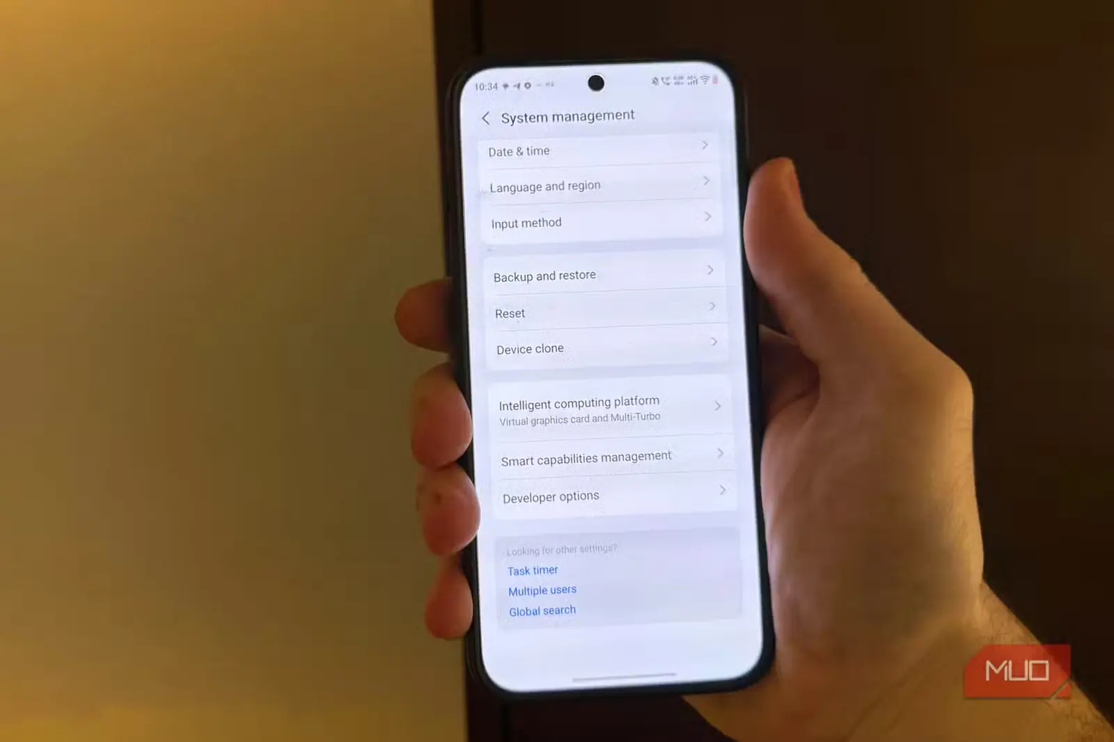 گزینه مدیریت سیستم در vivo x300 pro