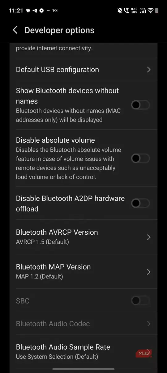 گزینه پردازش سختافزاری Bluetooth A2DP در vivo x300 pro