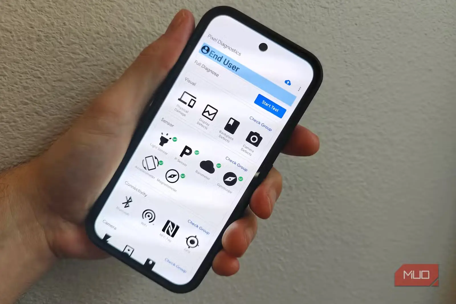 صفحهٔ اصلی عیبیابی Pixel