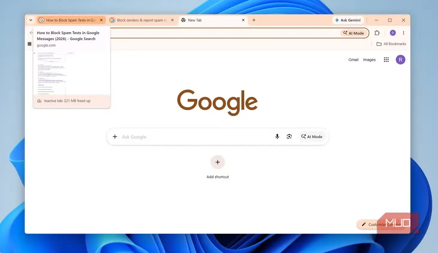 عملکرد قابلیت صرفهجویی در حافظه Chrome
