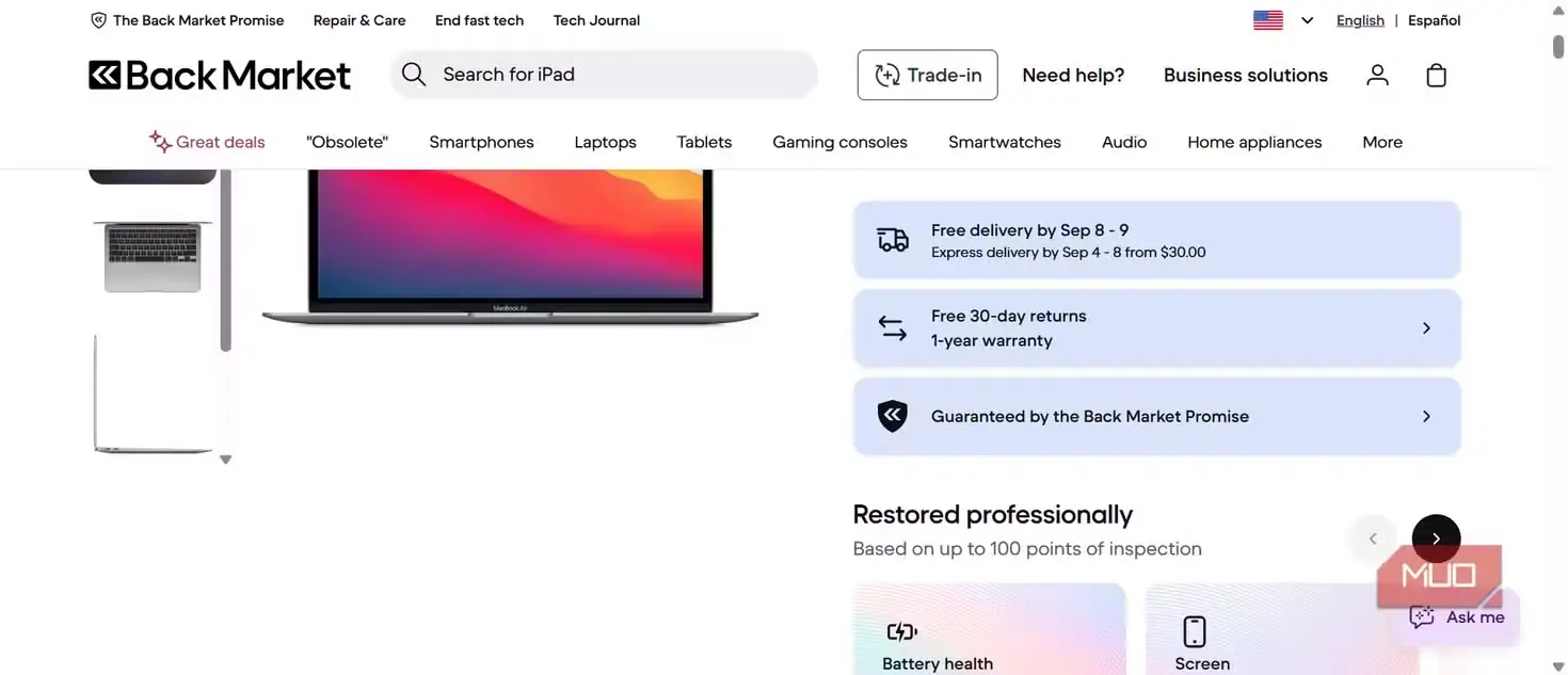 رایانه بازسازیشده Mac Air در Back Market
