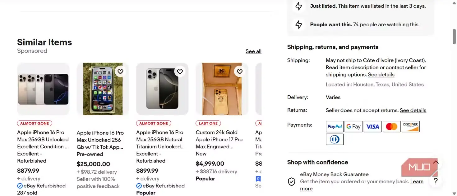 پیشنهادهای خودکار خرید در eBay