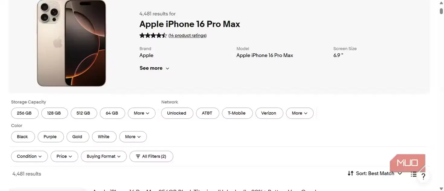 آگهی فروش Apple iPhone 16 Pro Max در eBay
