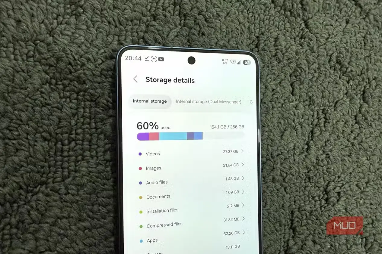 نمایش منوی فضای ذخیرهسازی در Galaxy S26