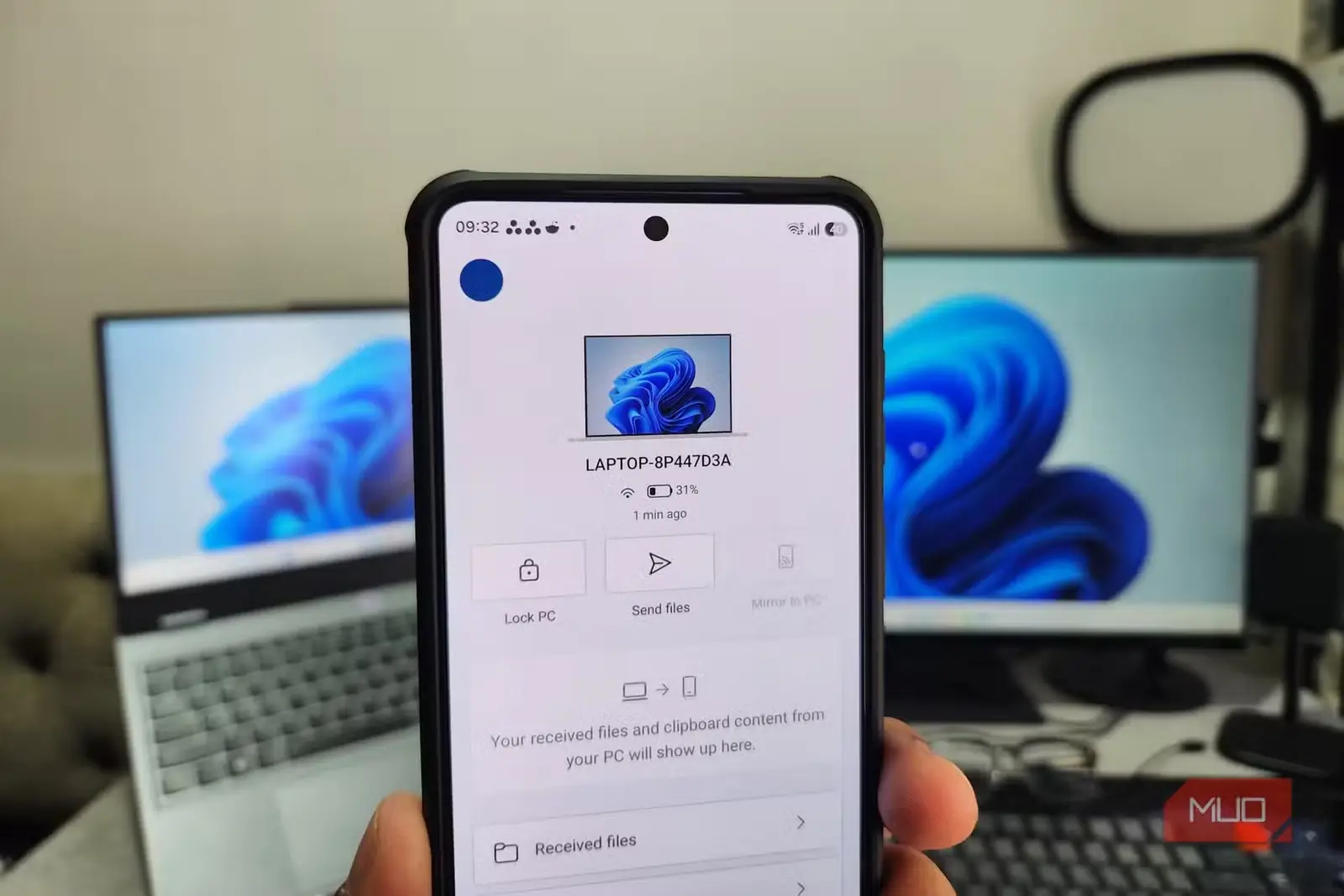 گزینه قفلکردن رایانه در برنامه Phone Link روی گوشی Android