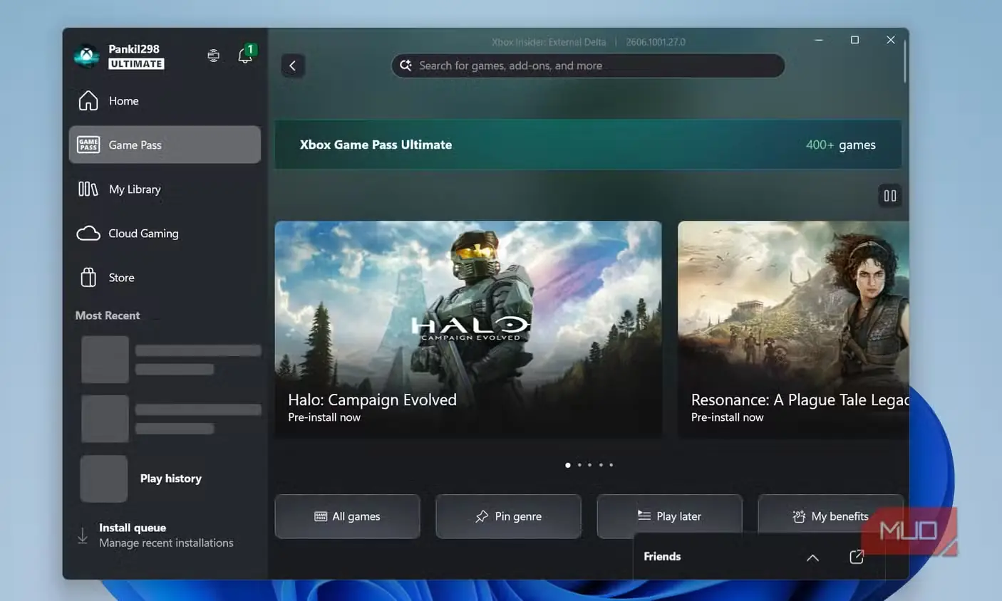 برنامه Xbox روی لپتاپ مجهز به Windows 11