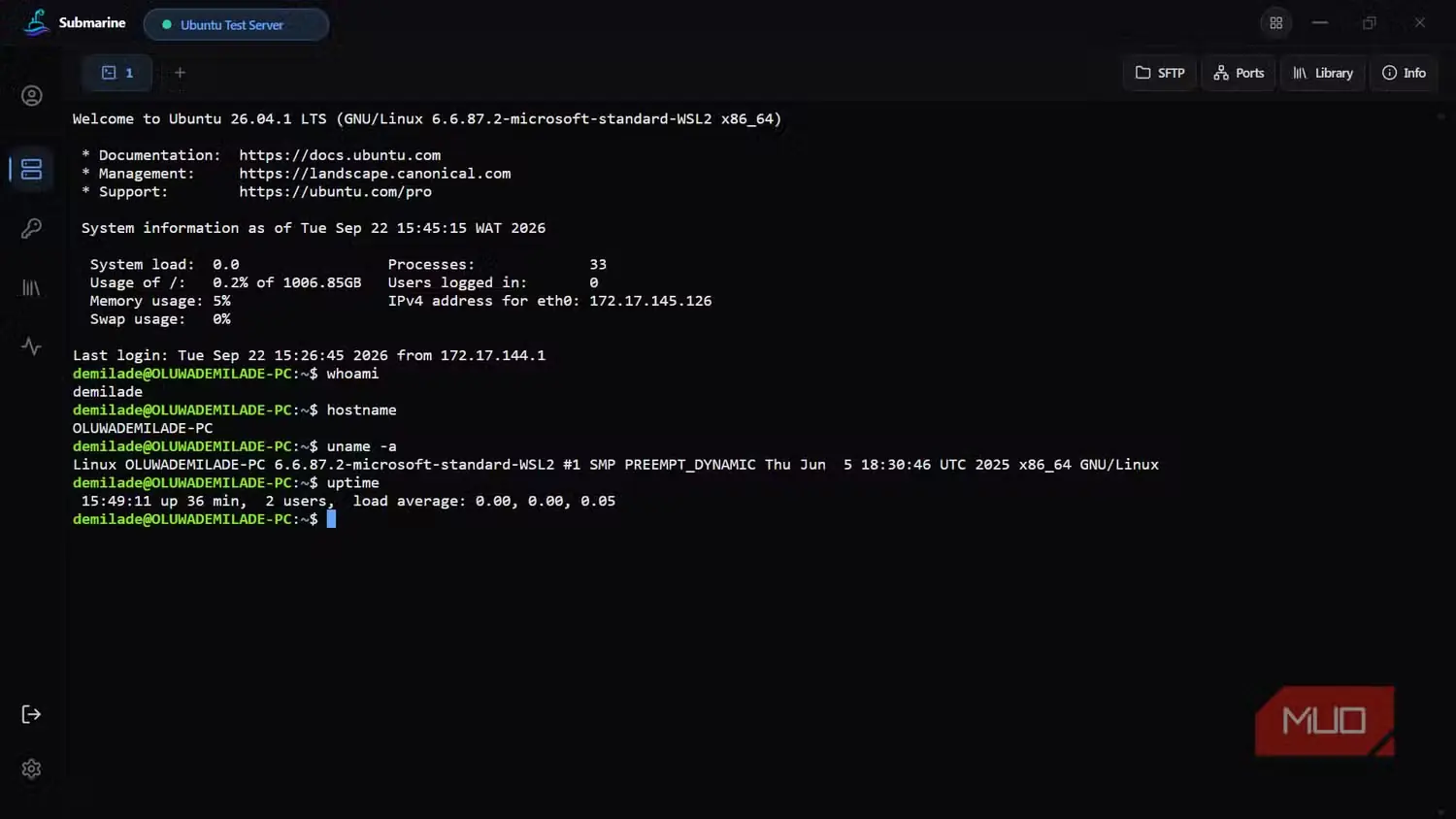پایانهٔ فعال SSH در Submarine، تصویر 10