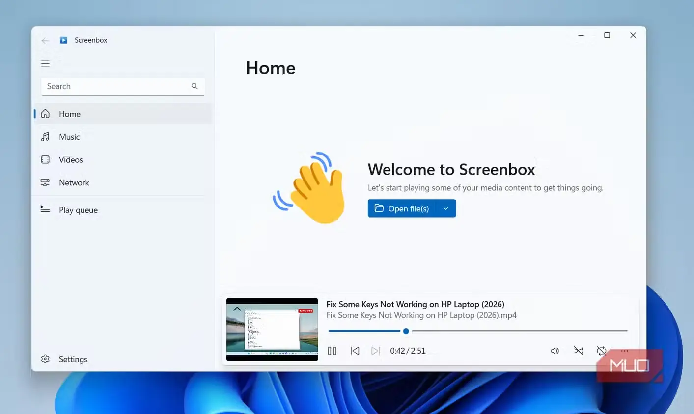 پخشکنندهٔ ویدیوی برنامهٔ Screenbox