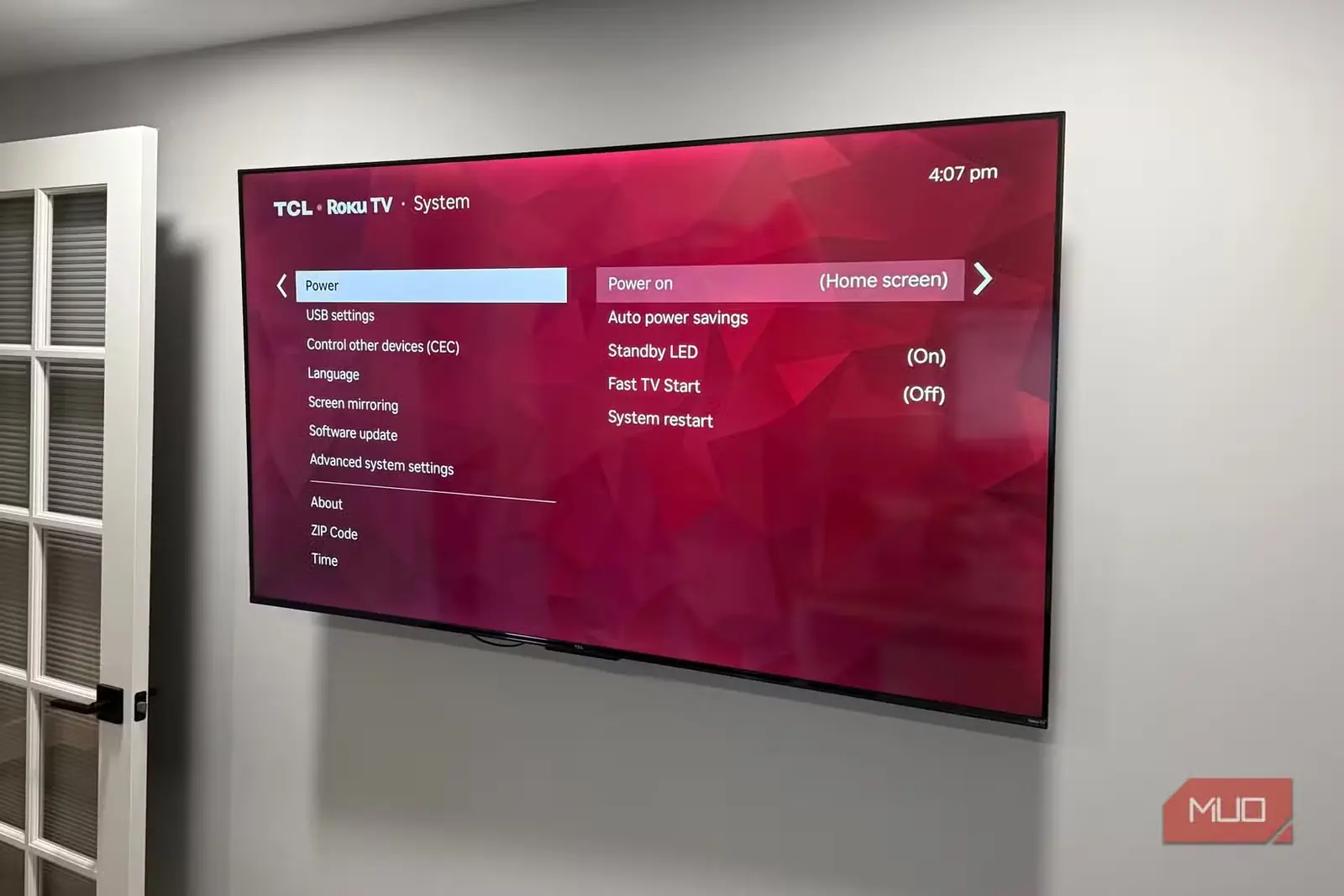 تنظیمات برق تلویزیون Roku