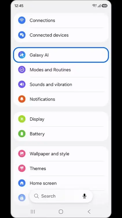 نمای دوم قابلیت Samsung Now Nudge