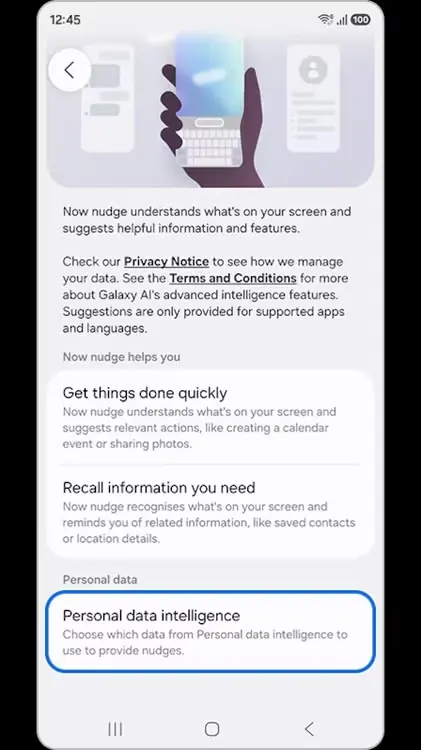 نمای پنجم قابلیت Samsung Now Nudge
