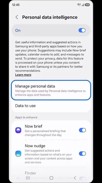 نمای هفتم قابلیت Samsung Now Nudge