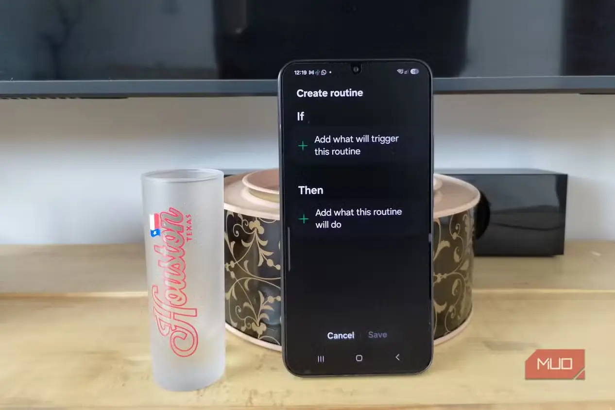 صفحه ساخت روال در Samsung Galaxy با شرطهای خالی «اگر» و «آنگاه»