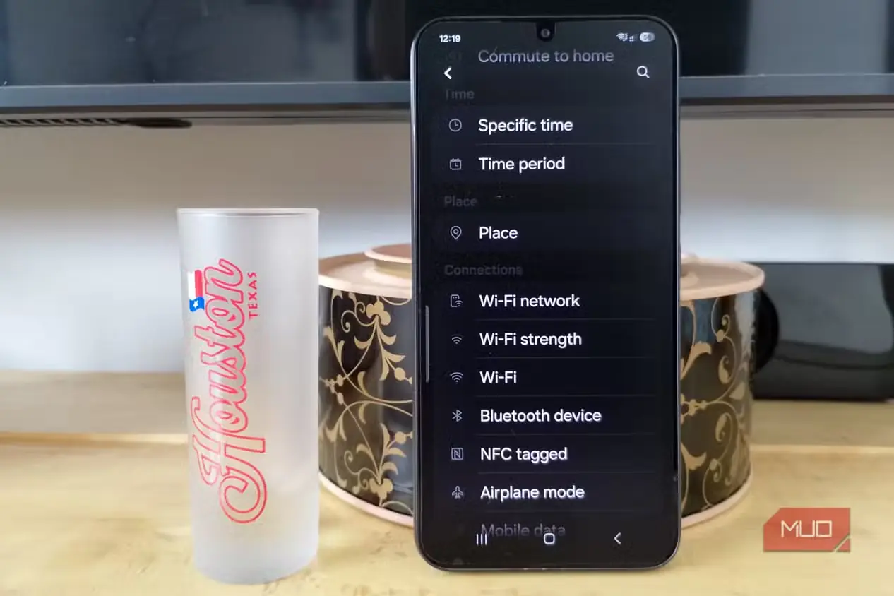 گزینههای آغازگر روال در Samsung Galaxy با انتخاب «مکان» در بخش «اگر»