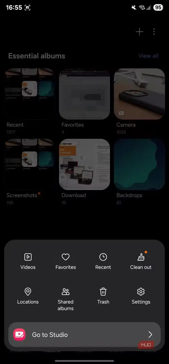نمای کلی گزینه‌های گالری Samsung