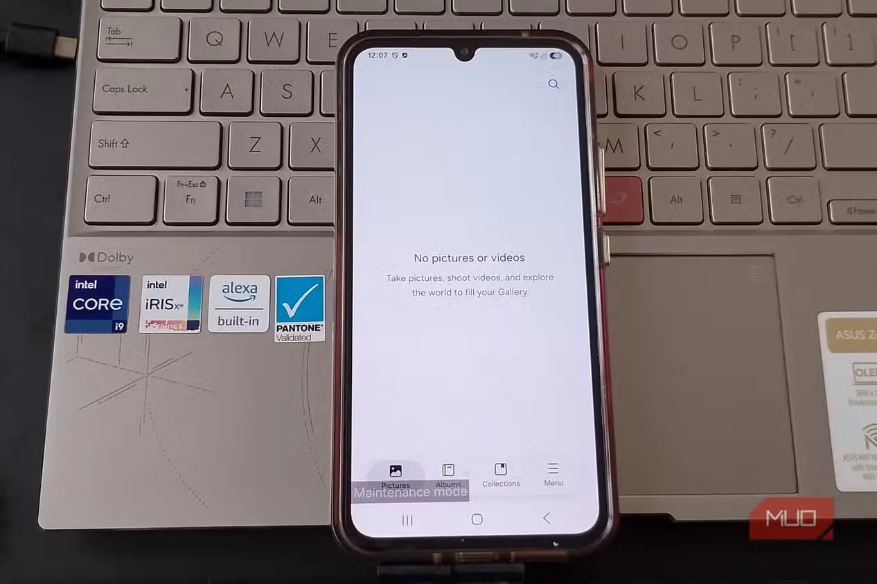 برنامه Samsung Gallery در حالت تعمیر و نگهداری، بدون هیچ عکس یا ویدئویی