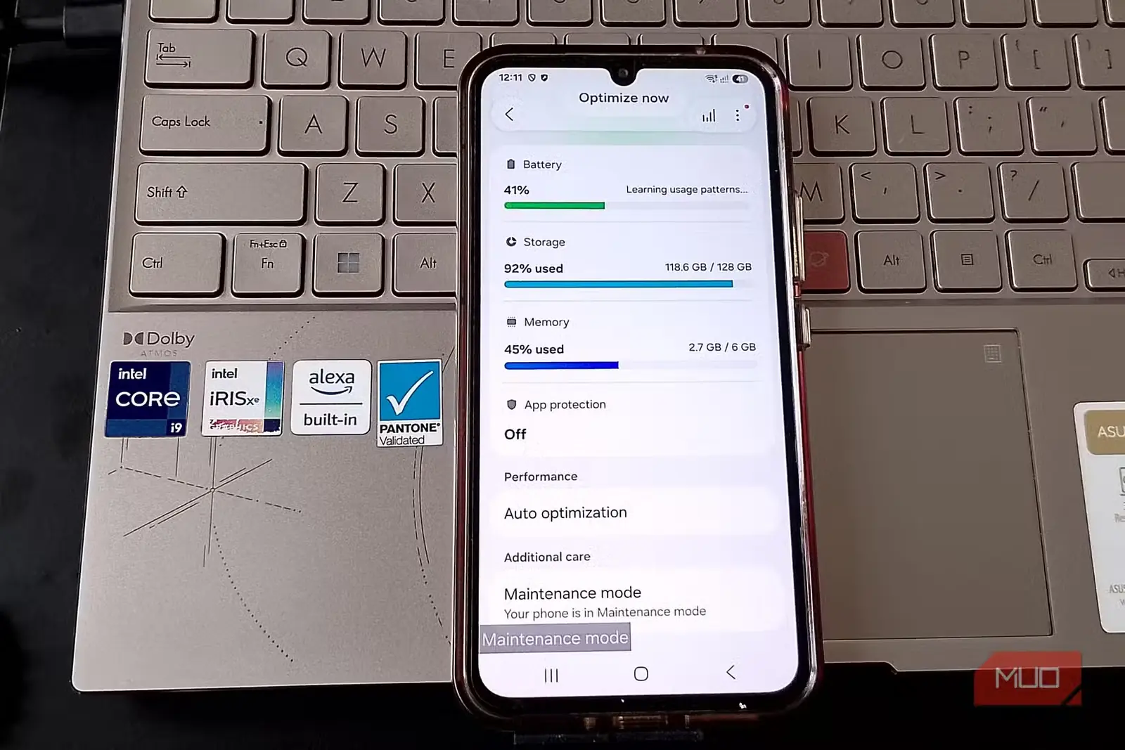 برنامه Samsung Device Care و جزئیات باتری، فضای ذخیرهسازی و حافظه هنگام فعالبودن حالت تعمیر و نگهداری