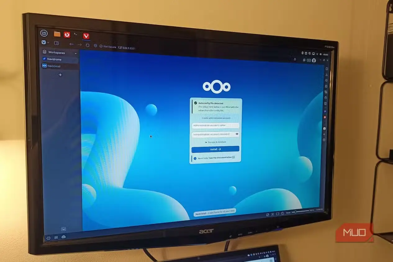 صفحه آغازین سامانه Nextcloud