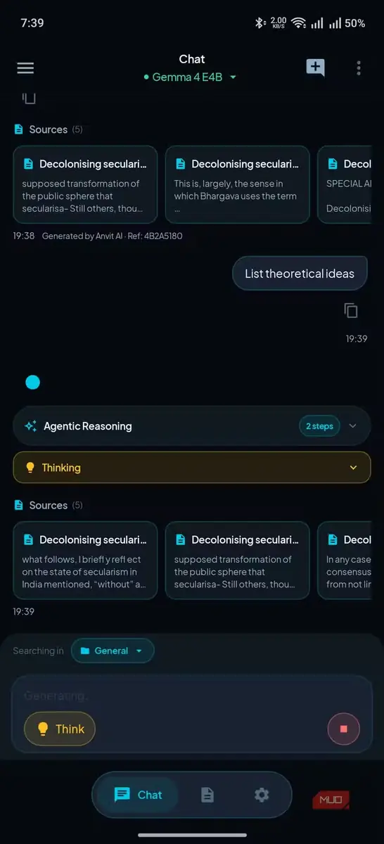 نمایش روند استدلال عاملمحور در برنامه Anvit