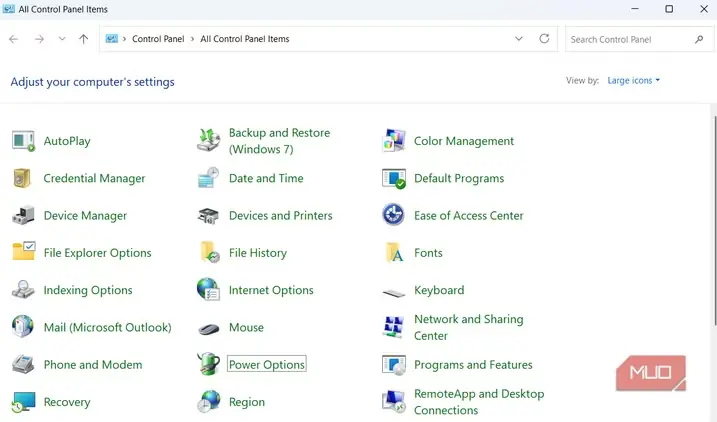 تنظیمات برق در Windows