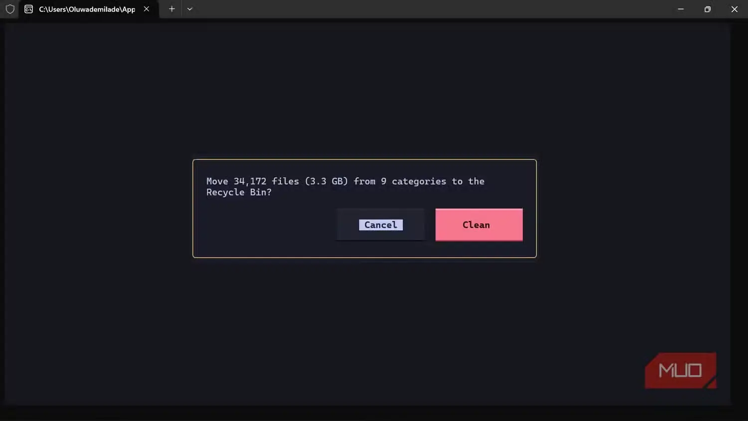 پیام تأیید انتقال فایلها به سطل بازیافت