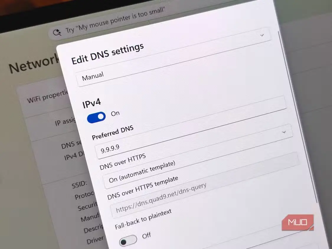 تنظیمات DoH ویندوز برای Quad9