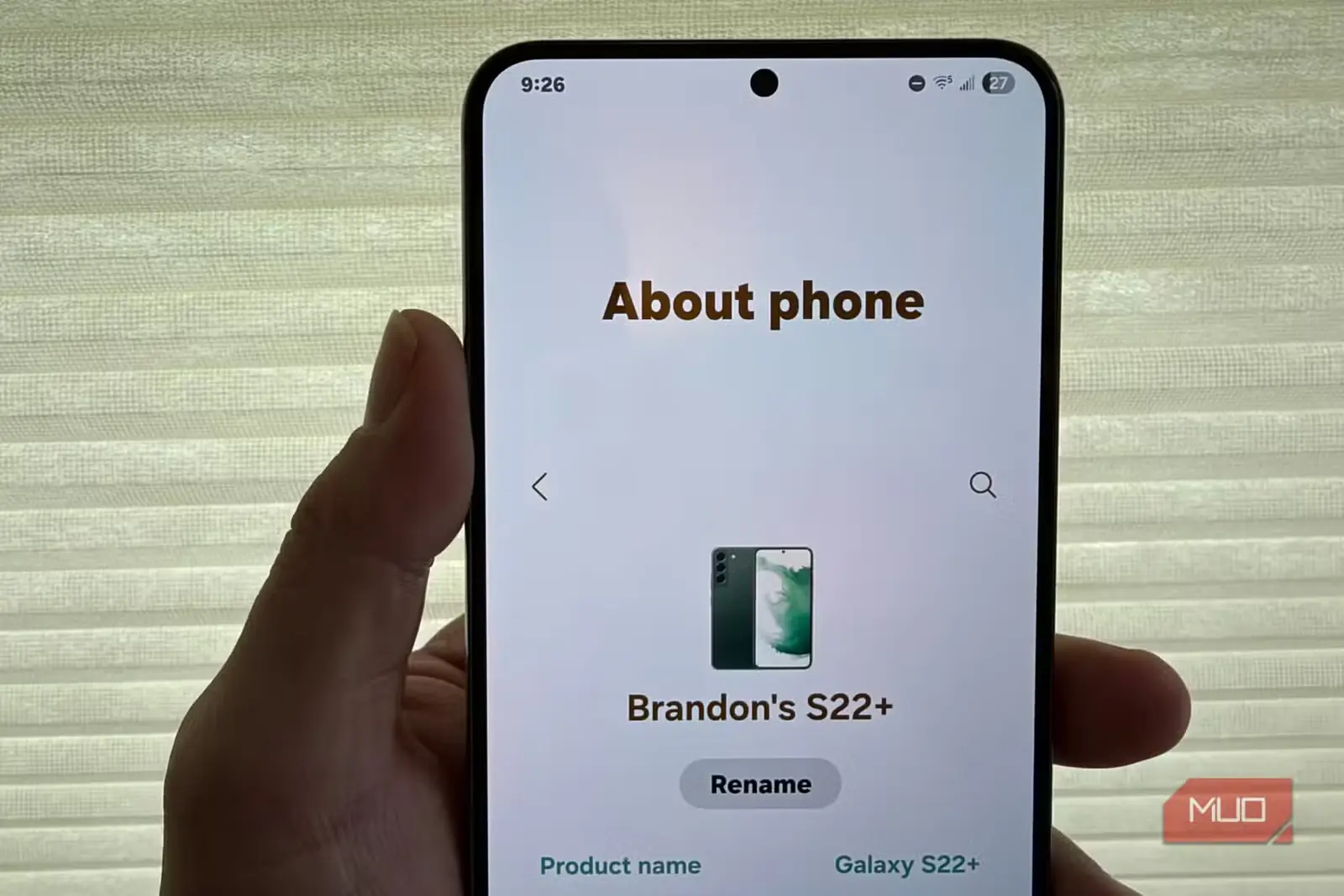 صفحهٔ «دربارهٔ تلفن» در Samsung Galaxy S22 Plus