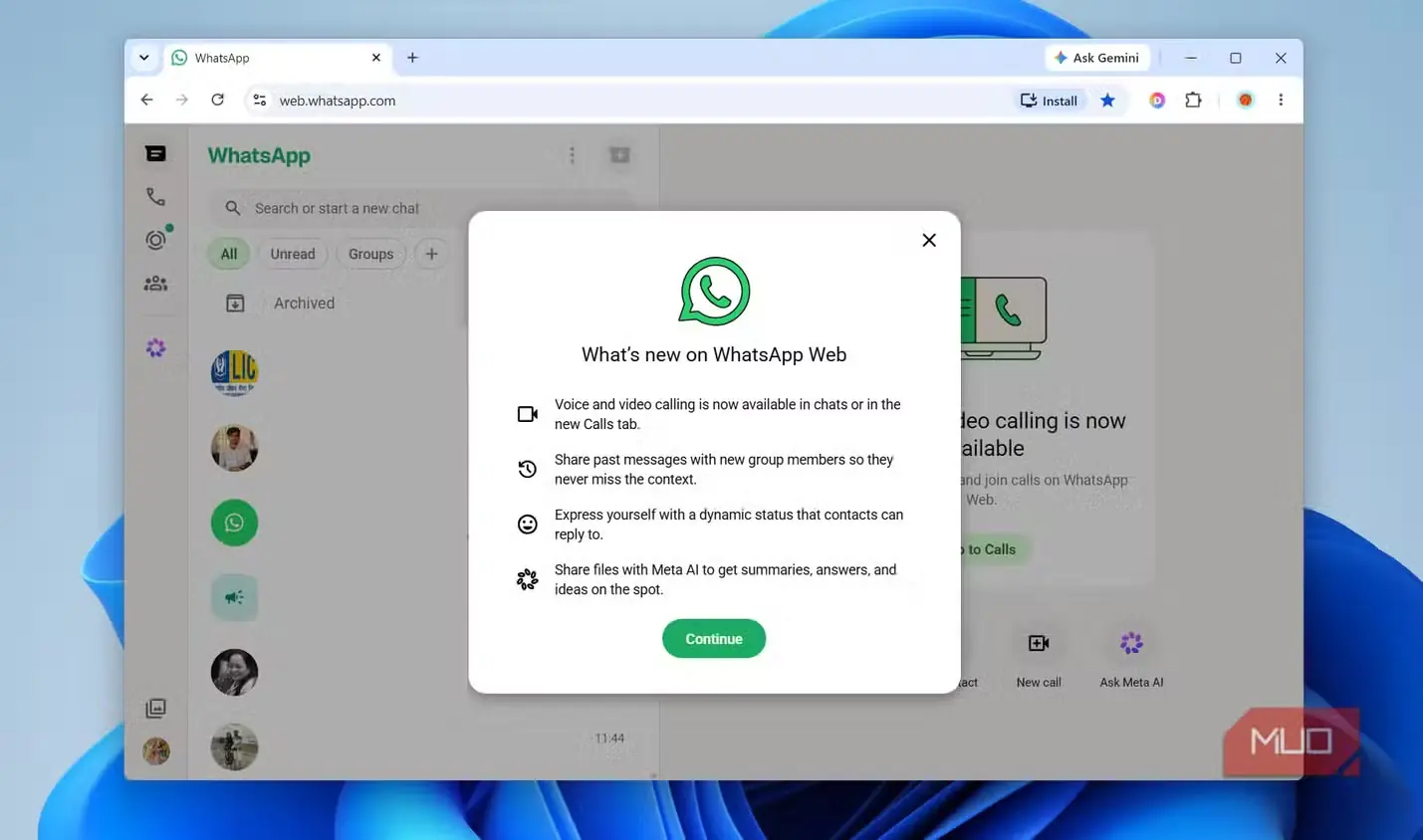 نسخه WhatsApp Web در رایانه شخصی