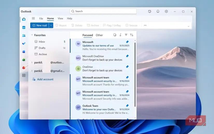 برنامه Outlook روی رایانه شخصی