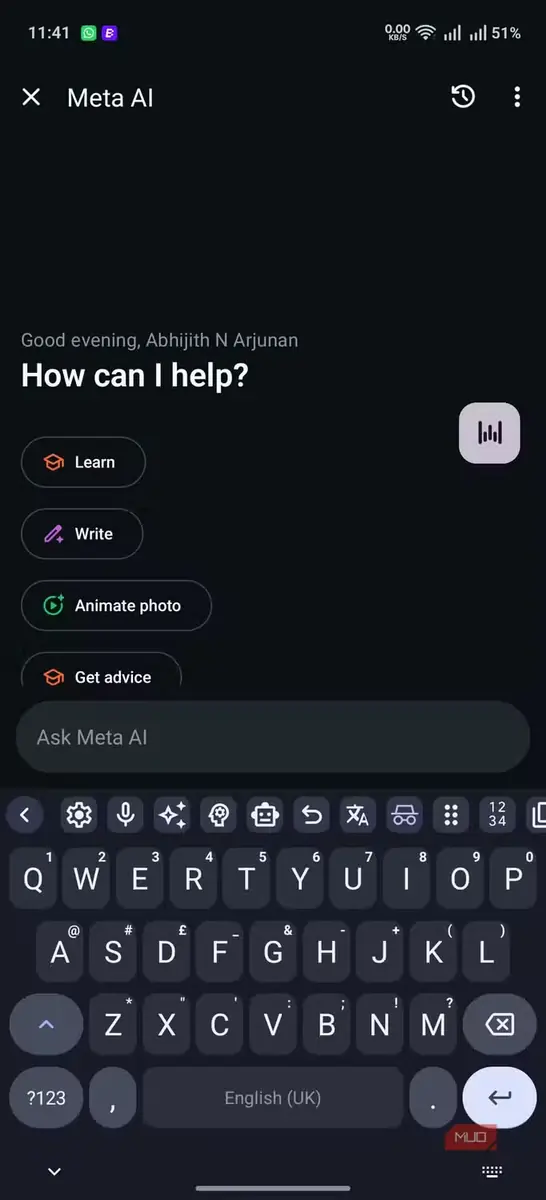 نوار ابزار هوش مصنوعی در LeanType
