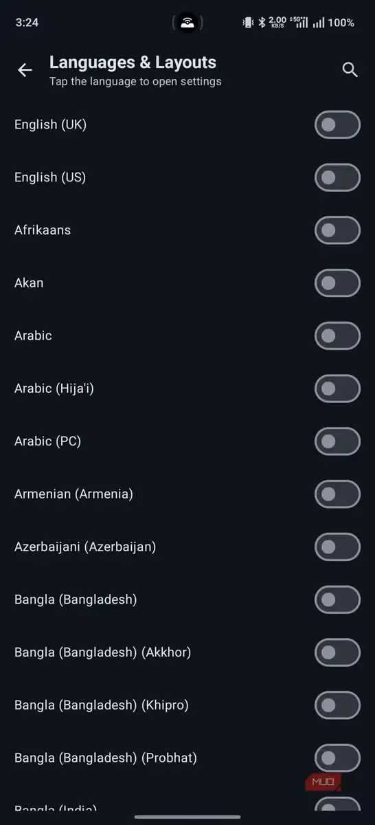 گزینه تایپ چندزبانه در LeanType