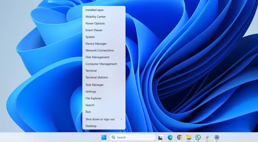 منوی کاربران حرفهای در Windows 11