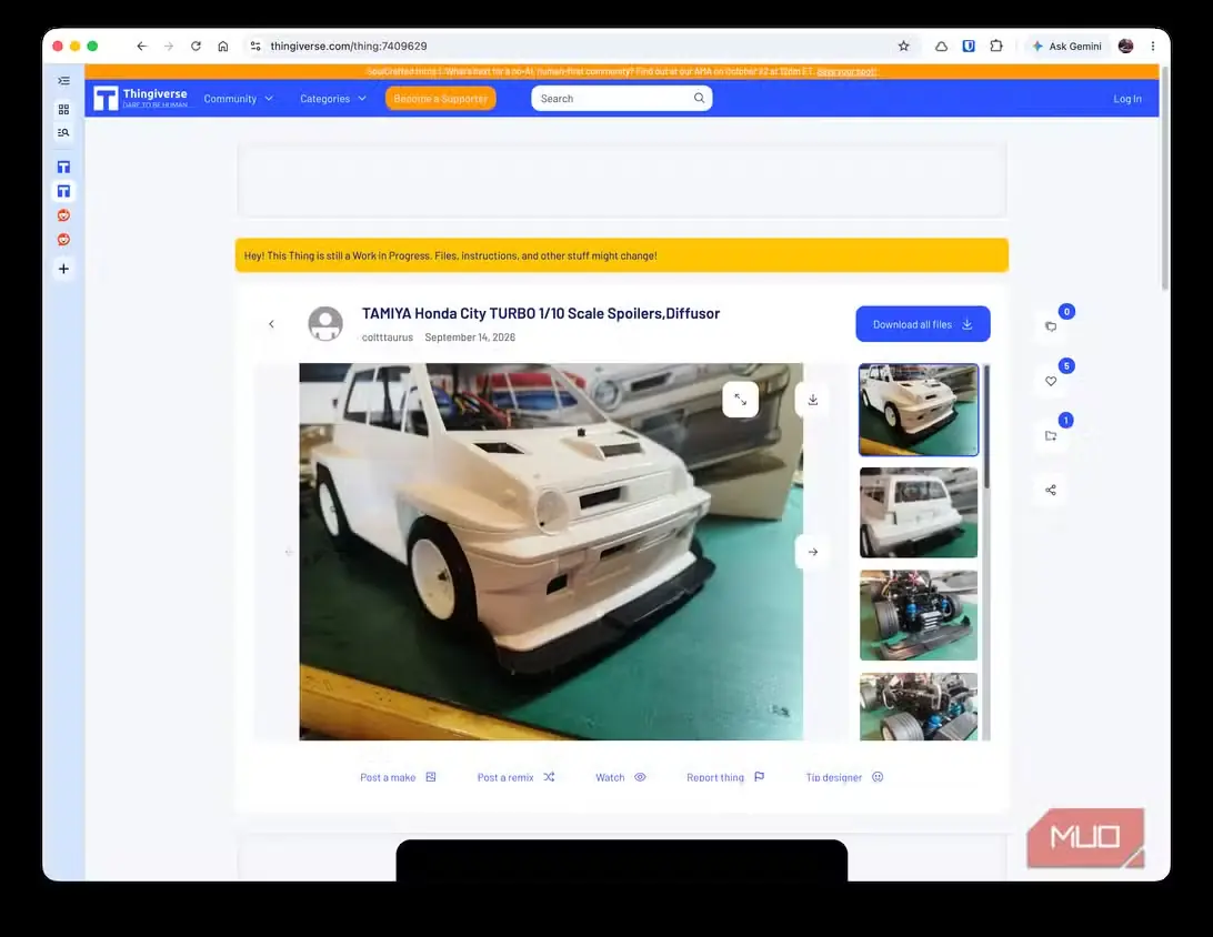 مدل سهبعدی Honda City Turbo در Thingiverse