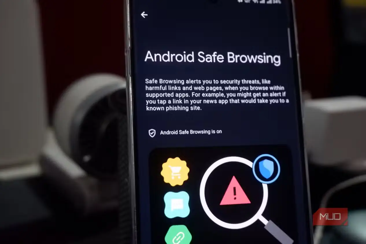 نمایش صفحه مرور ایمن Android روی گوشی هوشمند