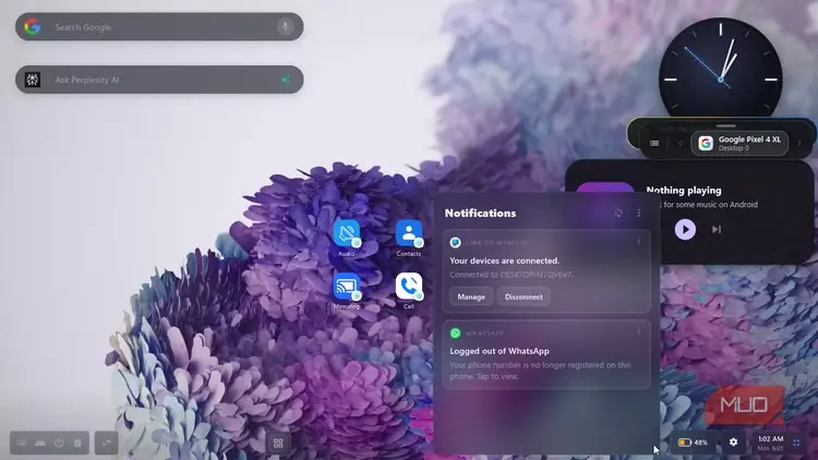 نوار اعلان‌های Android DeX روی صفحه