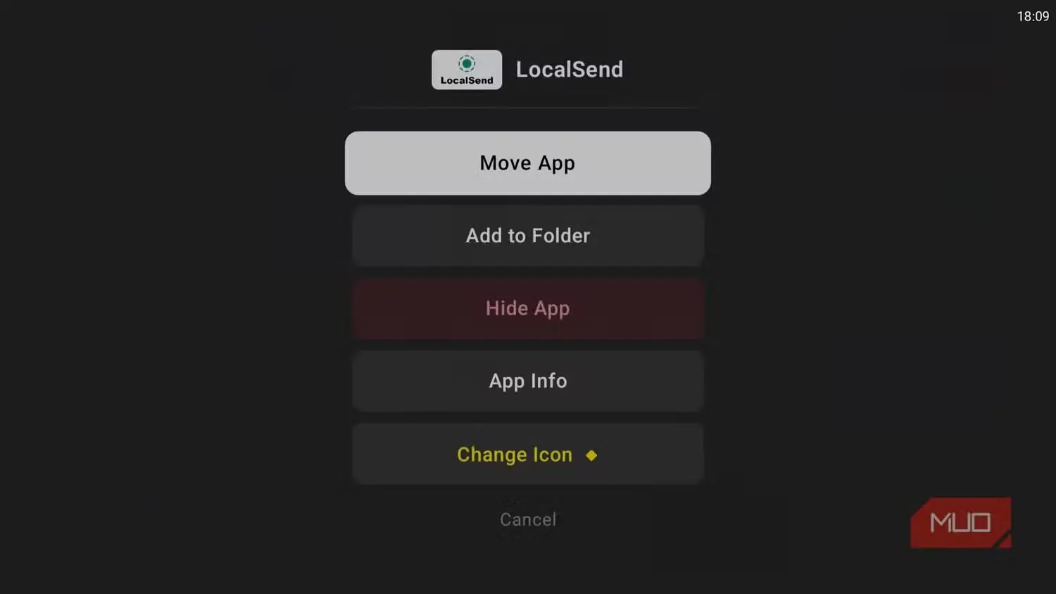 منوی AT4K Launcher روی صفحه تلویزیون