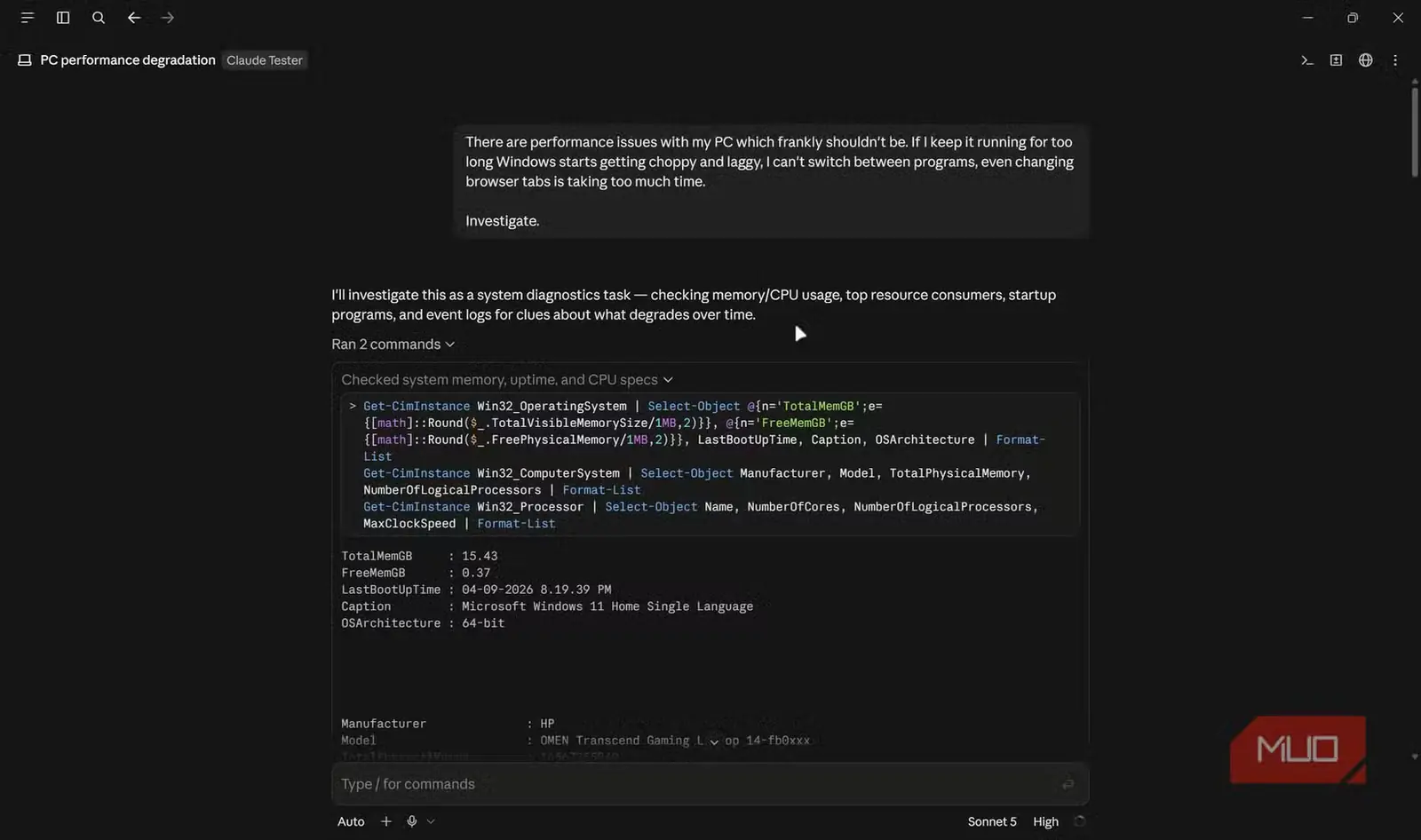 عیبیابی مشکلات کارایی Windows با Claude Code