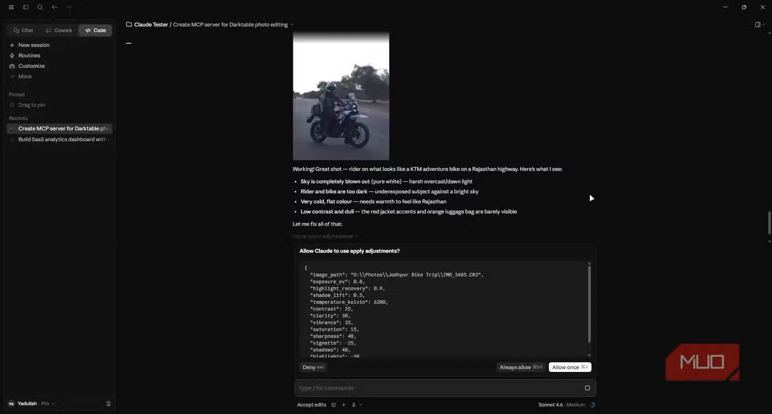 ویرایش تصویر در Darktable با Claude Code