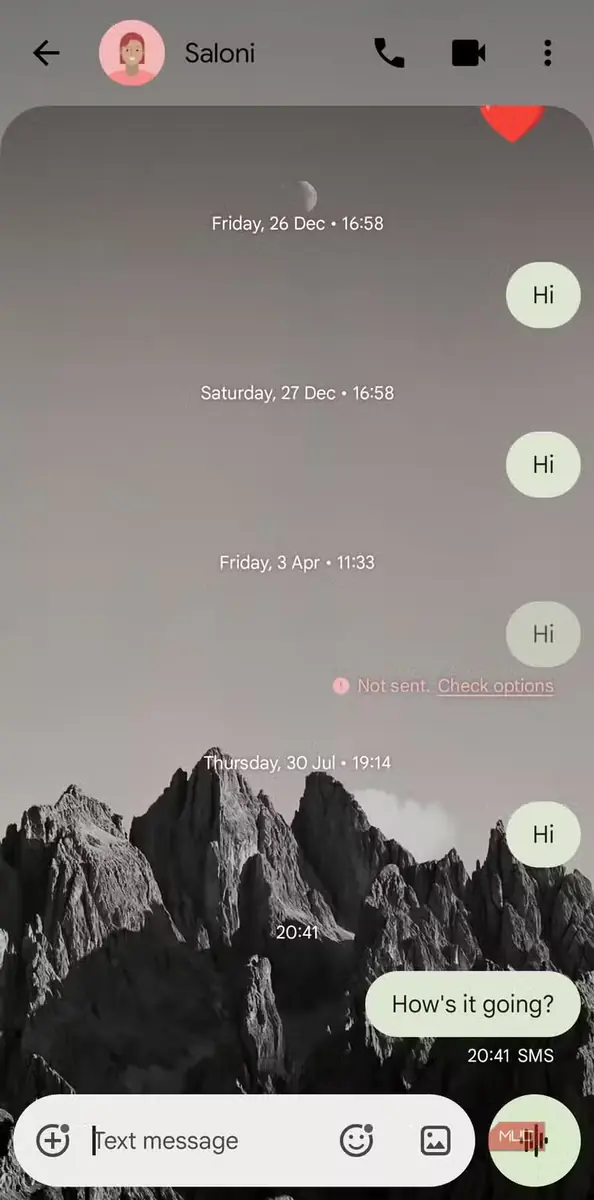 نمای تم گفتوگو در Google Messages برای Android