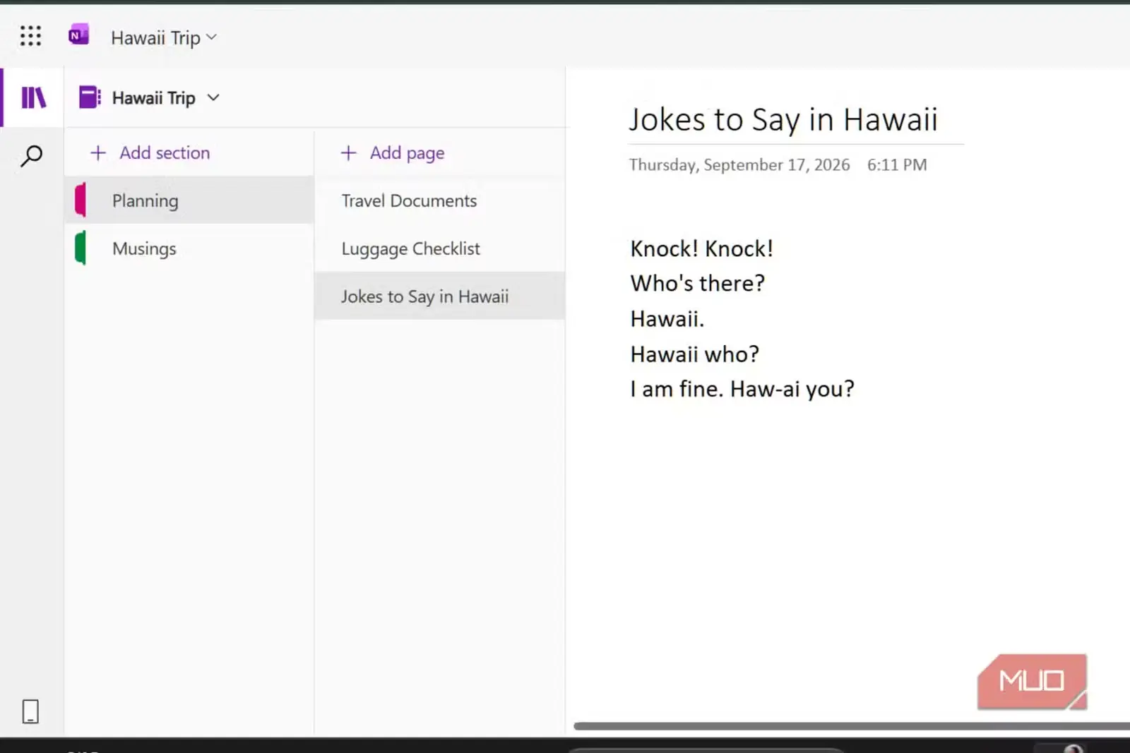 نمای بخش و صفحه در Microsoft OneNote