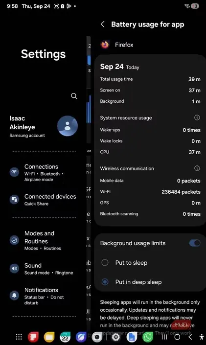 جزئیات مصرف پسزمینه مرورگر Mozilla Firefox