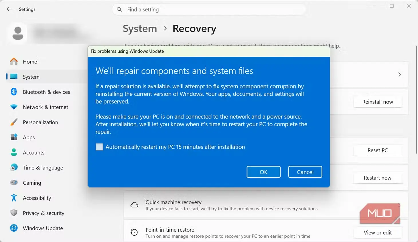 ترمیم مؤلفههای آسیبدیده Windows