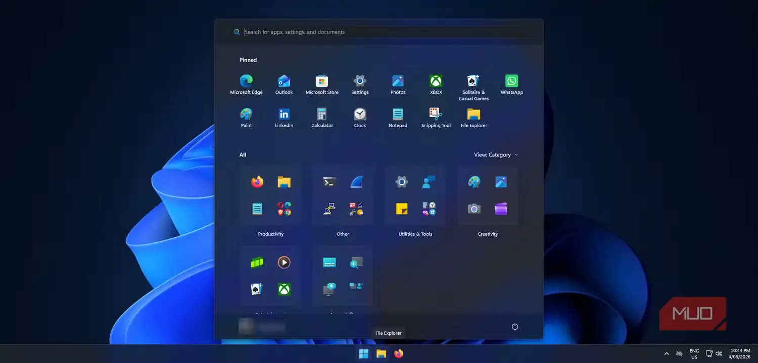 منوی شروع Windows 11 پس از غیرفعالکردن پیشنهادها و محتوای تبلیغاتی