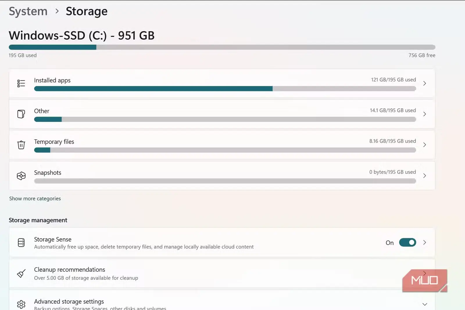 نمایشگر فضای SSD در Windows
