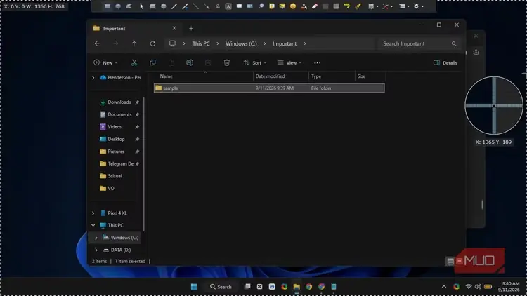 حذف نقطه پایانی از پوشه تغییرنام‌یافته در File Explorer